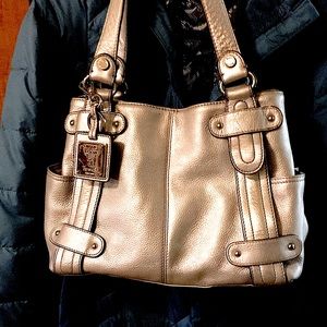 Tiganello Metallic Silver Genuine Leather 12Wx9Hx6D Also 12”shoulder straps